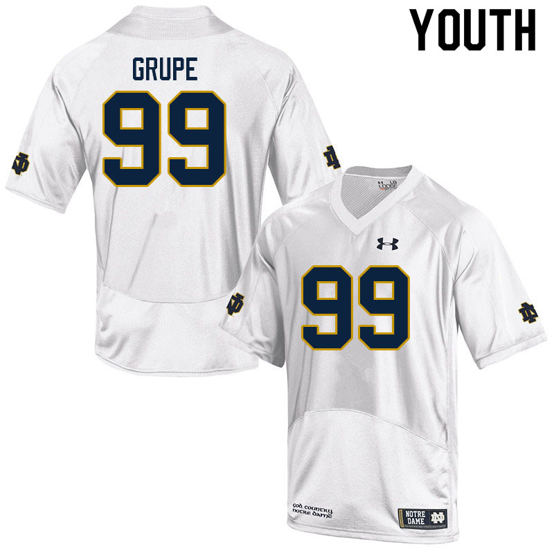 Youth #99 Blake Grupe Notre Dame Fighting Irish College Football Jerseys Sale-White - Click Image to Close